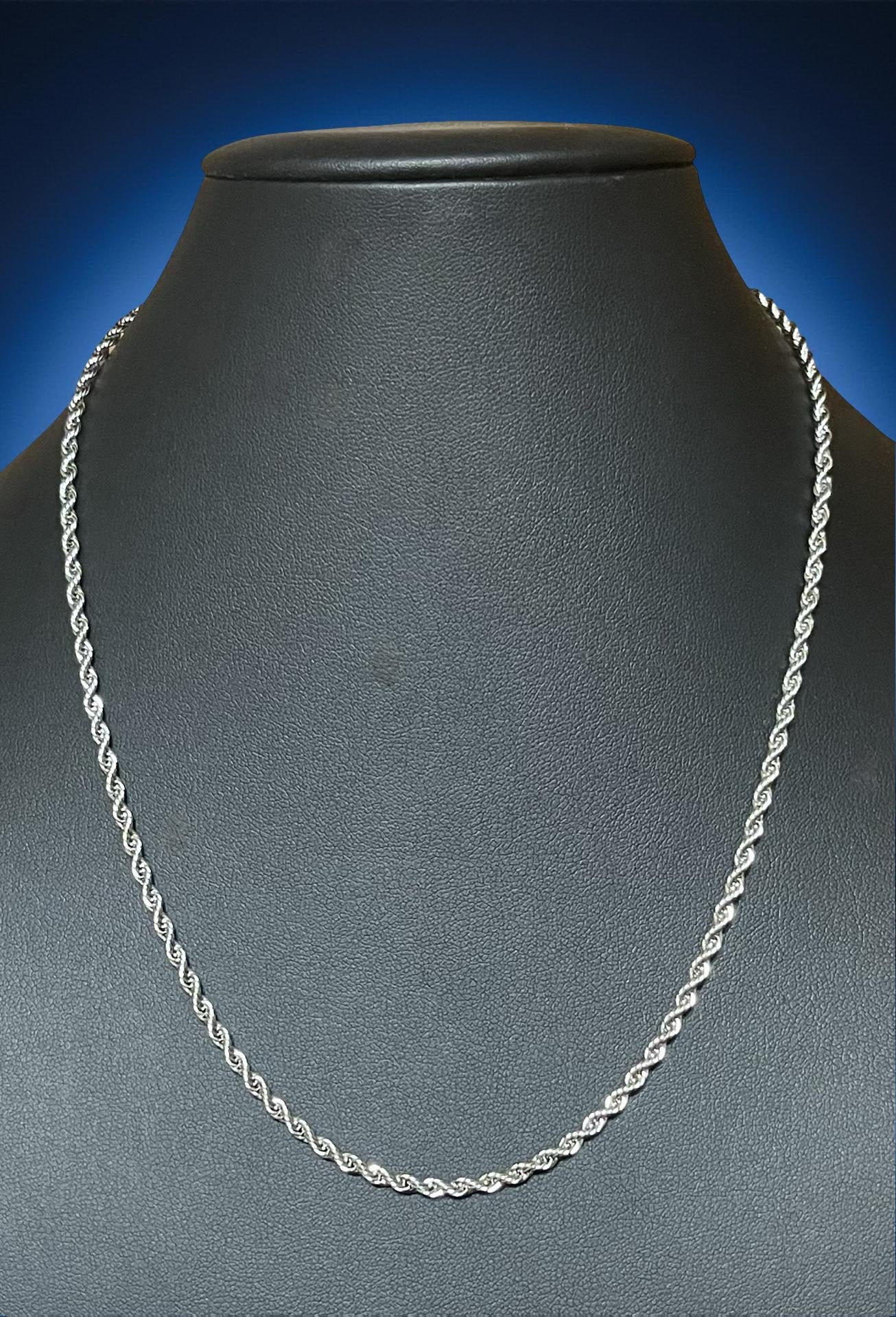Men Jewelry - Rope Link Chain - Silver Stainless Steel - 3 MM - 50 CM