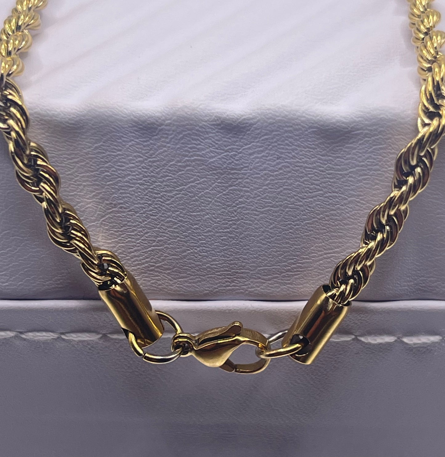 Men Jewelry - Rope Link Chain - Gold Stainless Steel - 4 MM- 55
CM
