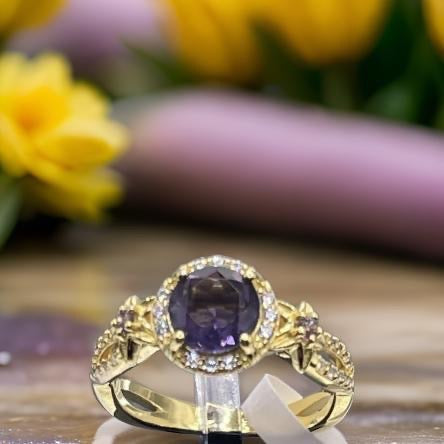 18K Gold 925 Sterling Silver Gemstone Zircon Jewelry In Amethyst Size 8