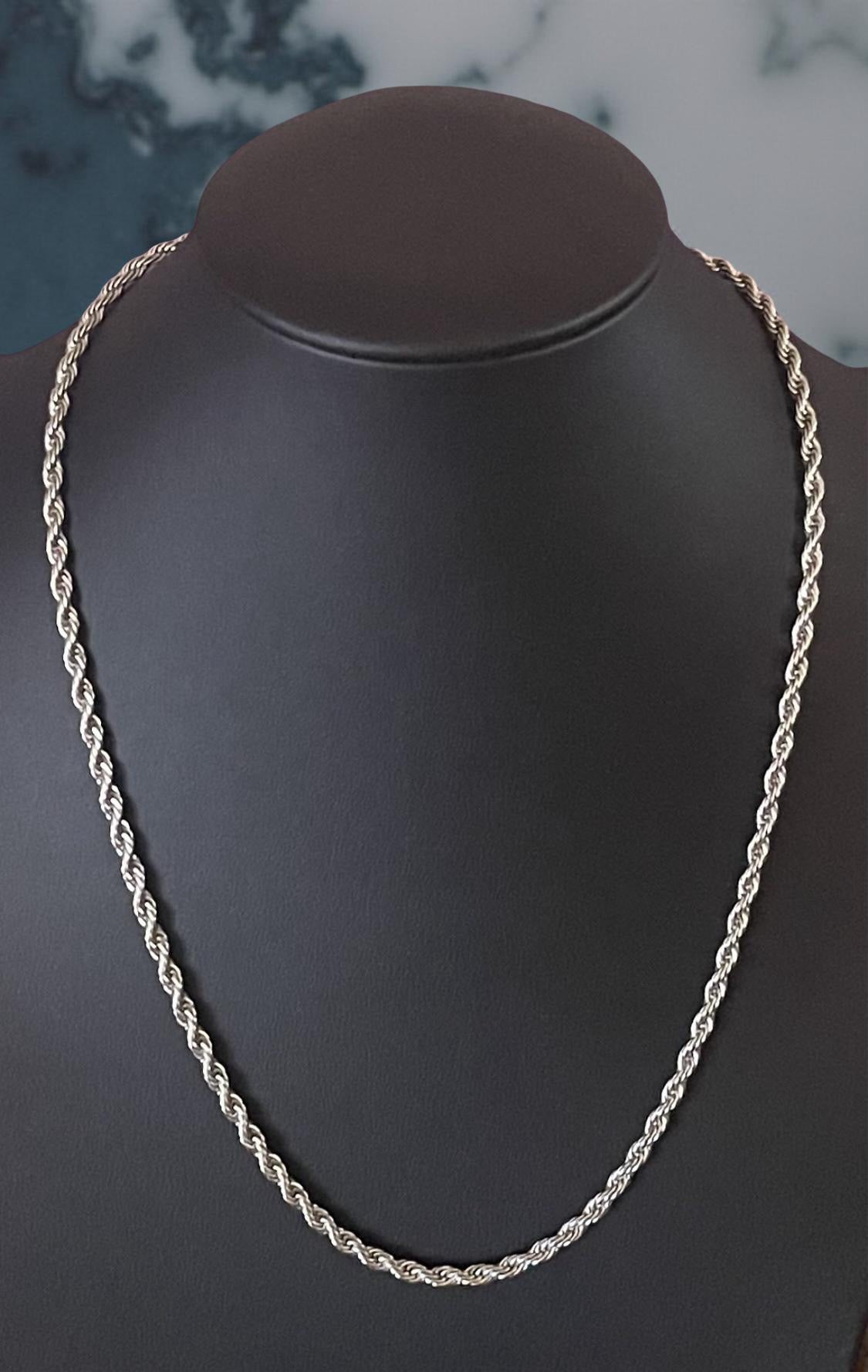 Men Jewelry - Rope Link Chain - Silver Stainless Steel - 4 MM- 55
CM