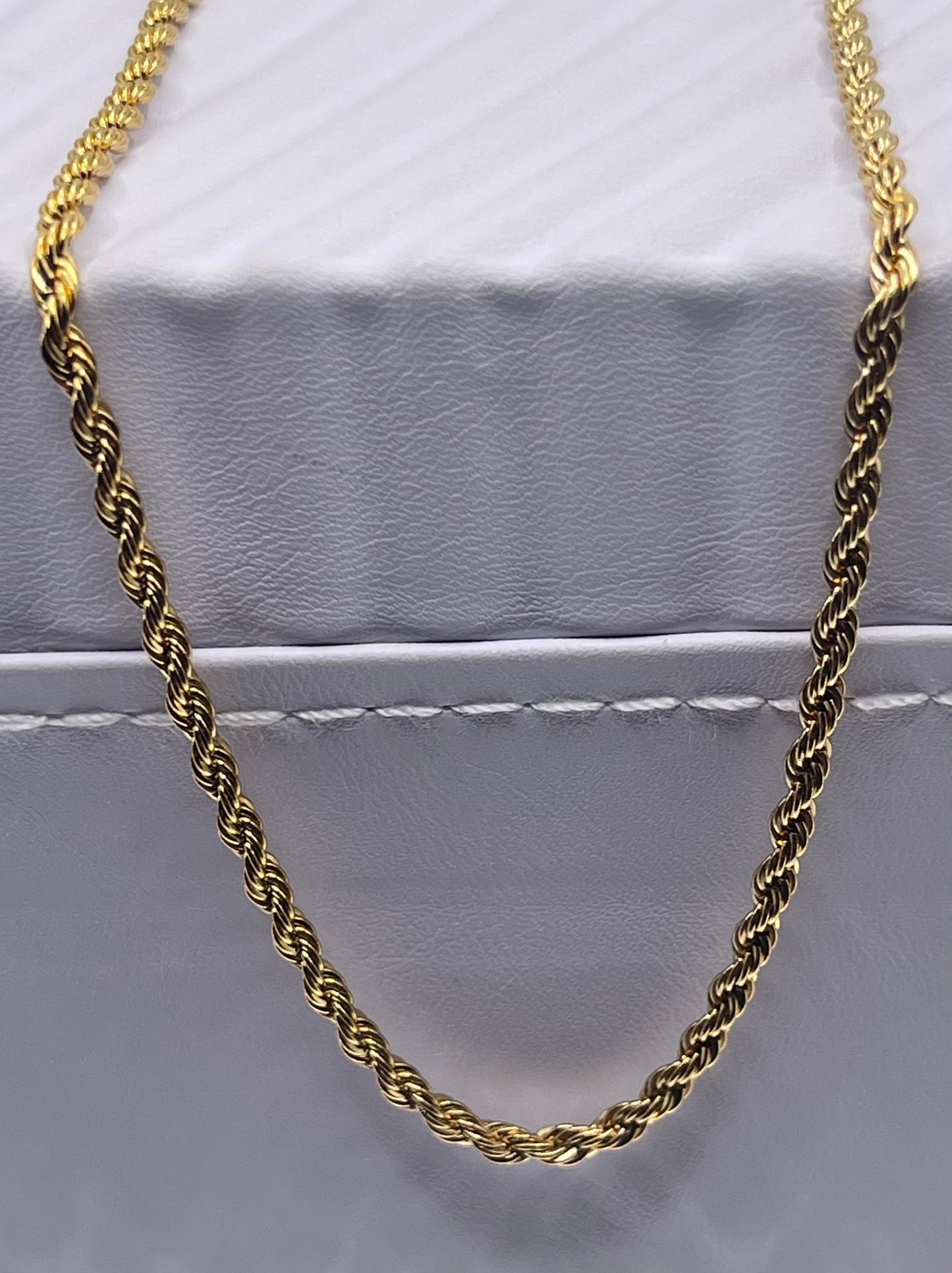 Men Jewelry - Rope Link Chain - Gold Stainless Steel - 3 MM- 55
CM