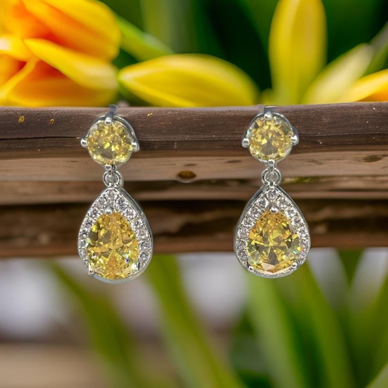 Trendy Luxury Water Drop Stud Earrings In Yellow