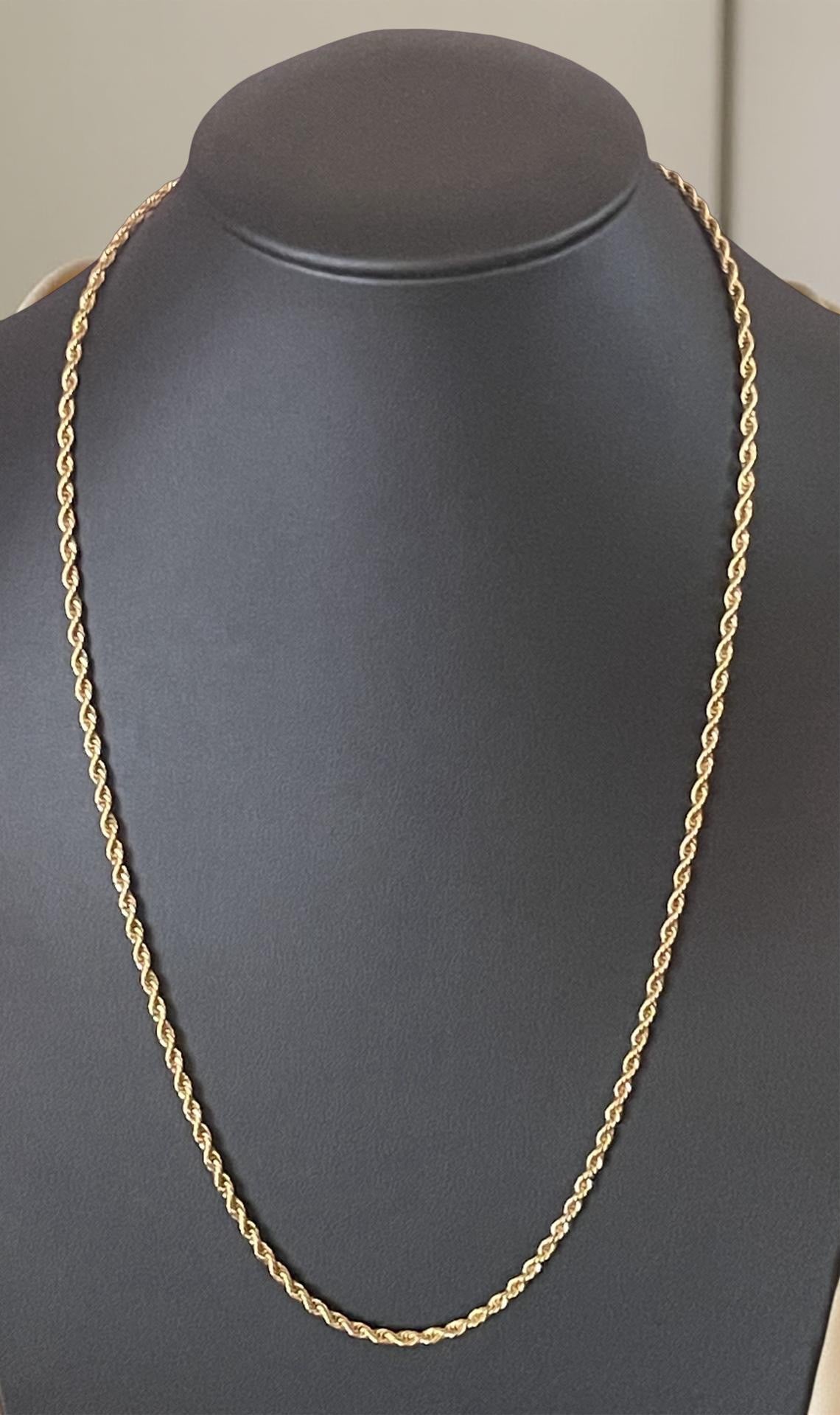 Men Jewelry - Rope Link Chain - Gold Stainless Steel - 3 MM- 60
CM