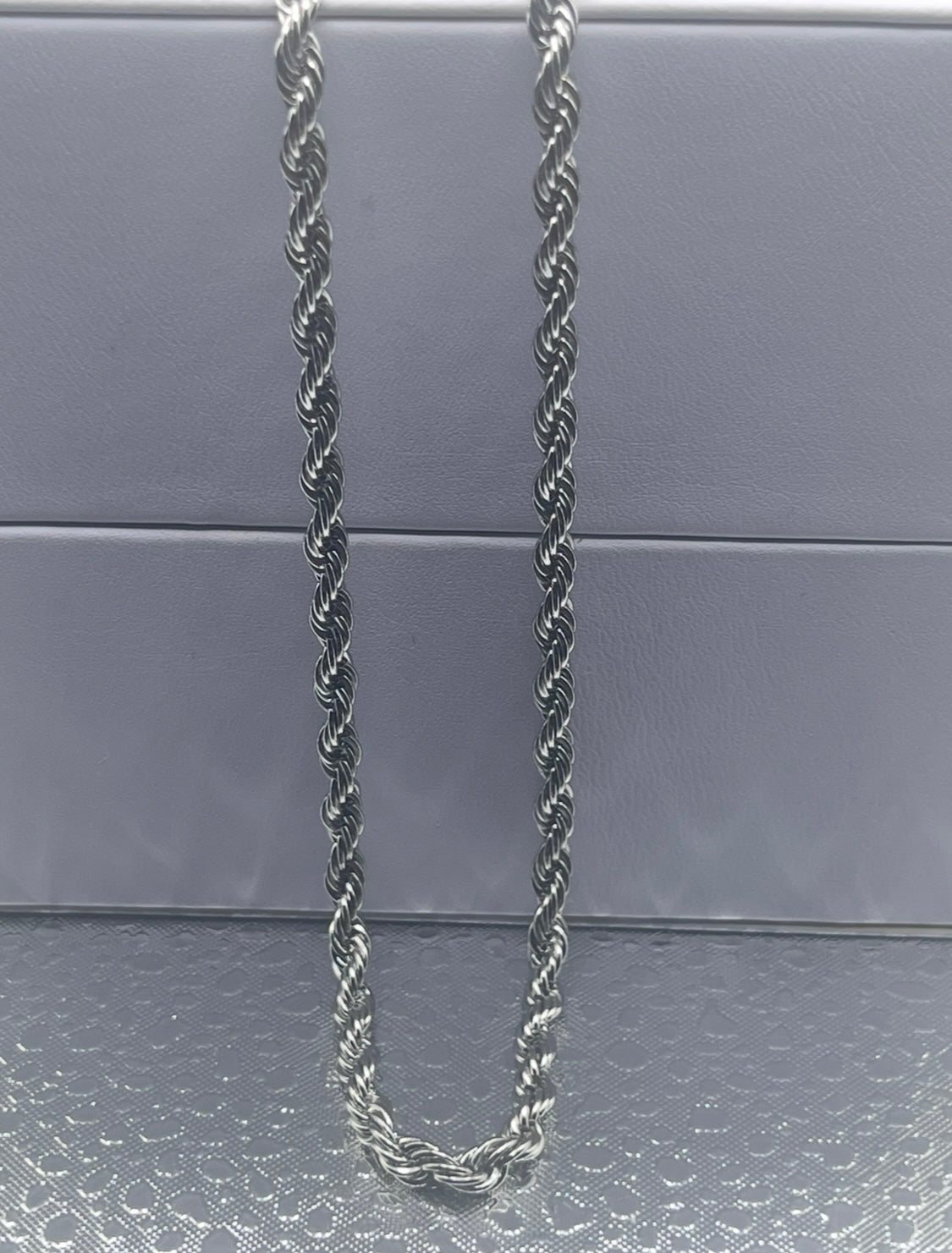 Men Jewelry - Rope Link Chain - Silver Stainless Steel - 4 MM- 50 CM