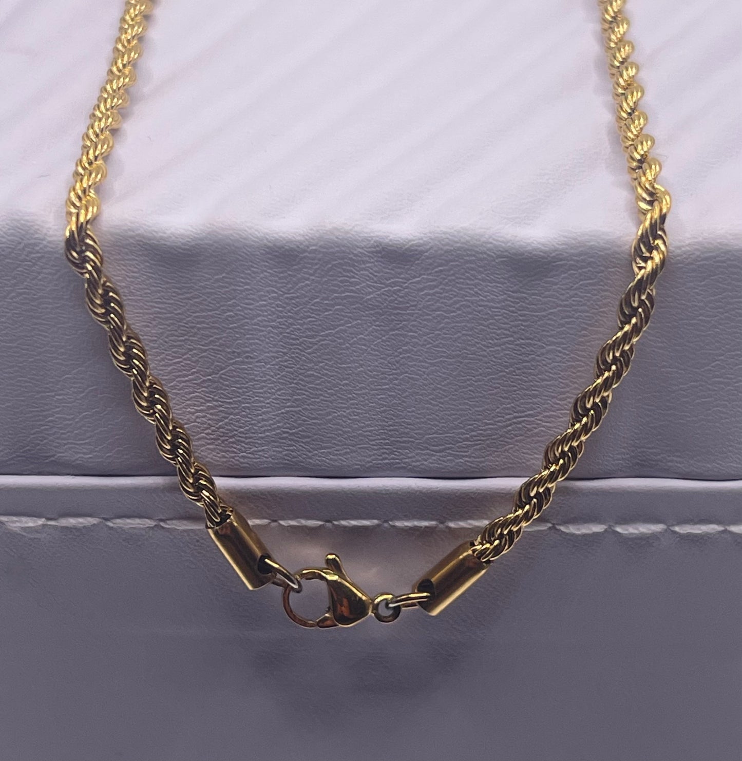 Men Jewelry - Rope Link Chain - Gold Stainless Steel - 3 MM- 60
CM