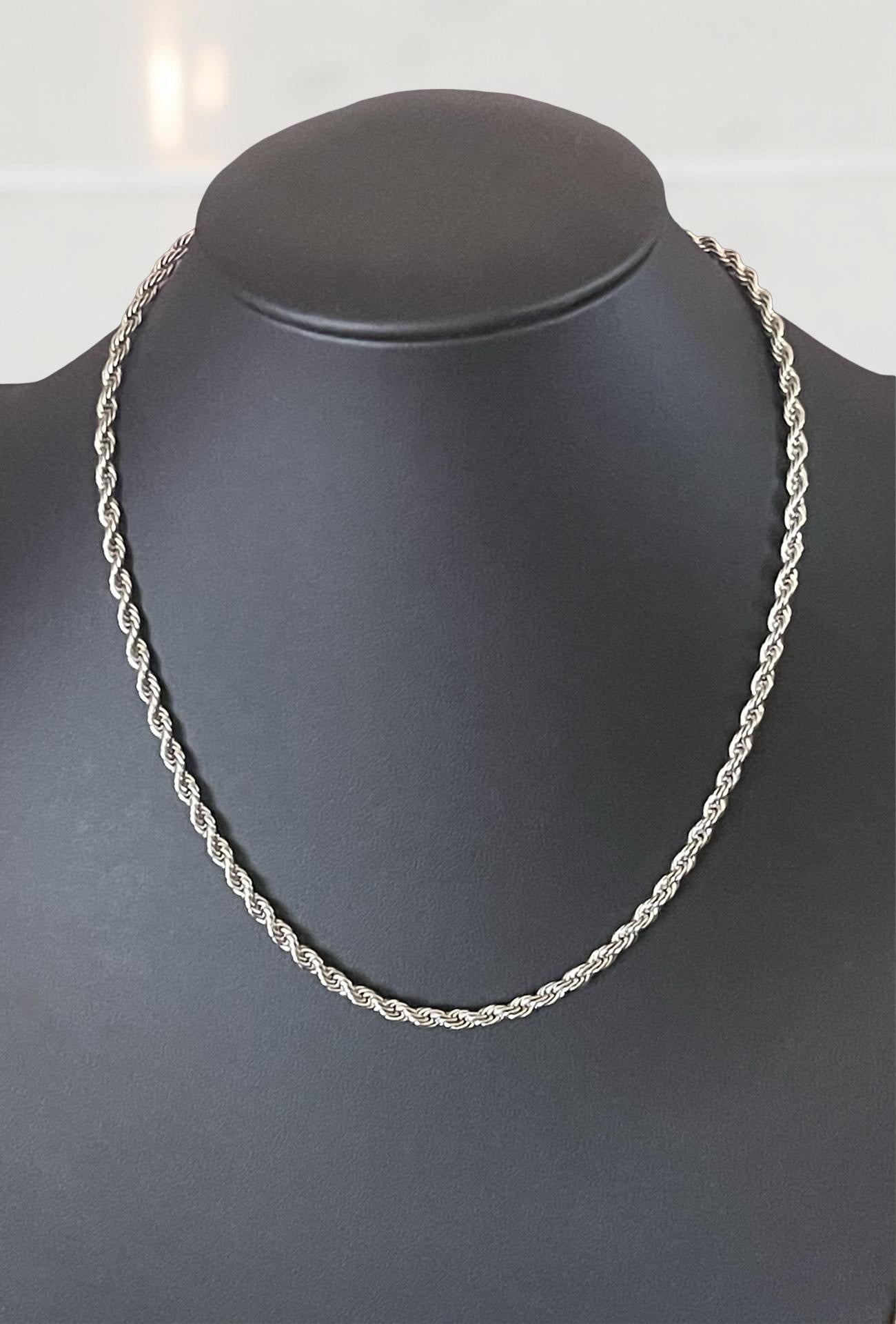 Men Jewelry - Rope Link Chain - Silver Stainless Steel - 4 MM- 45
CM