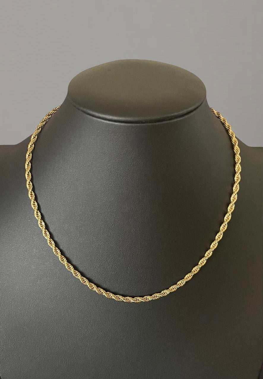 Men Jewelry - Rope Link Chain - Gold Stainless Steel - 4 MM- 45 CM