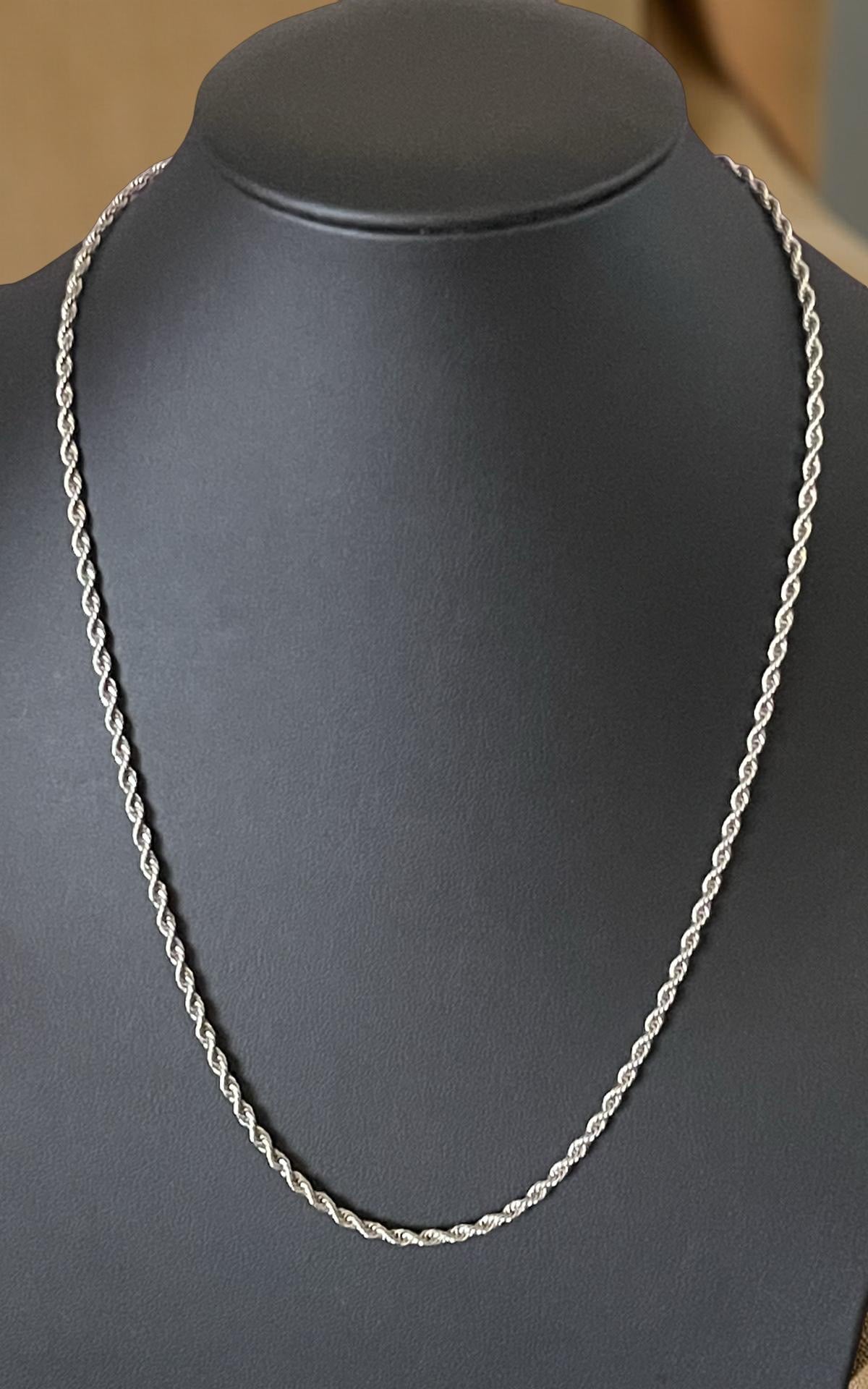 Men Jewelry - Rope Link Chain - Silver Stainless Steel - 3 MM- 55
CM