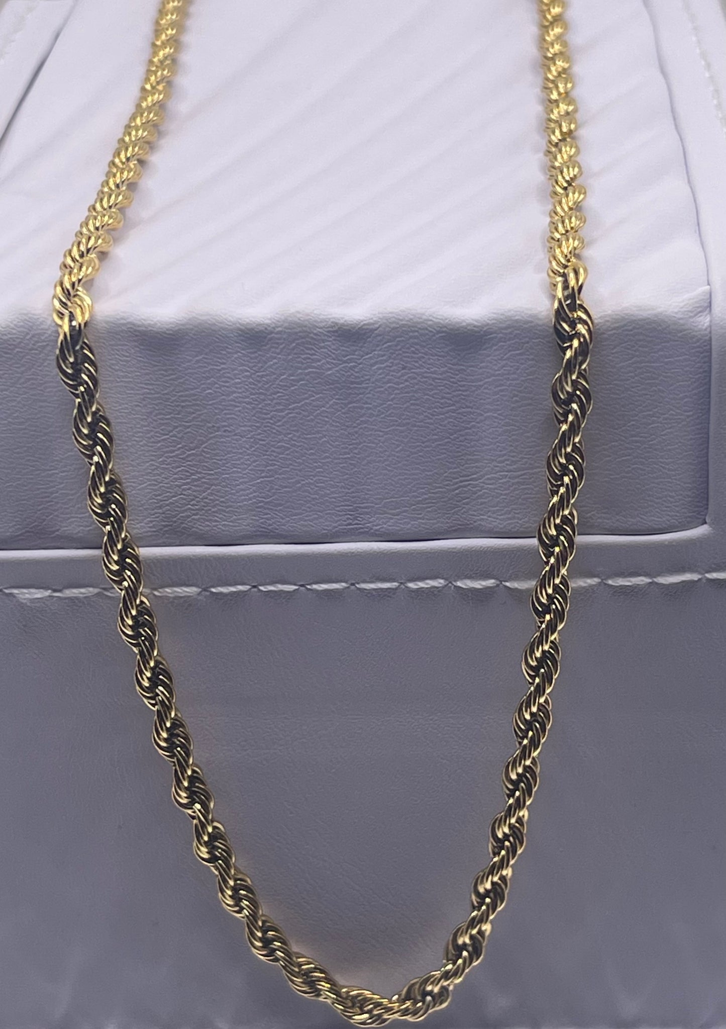 Men Jewelry - Rope Link Chain - Gold Stainless Steel - 4 MM- 55
CM