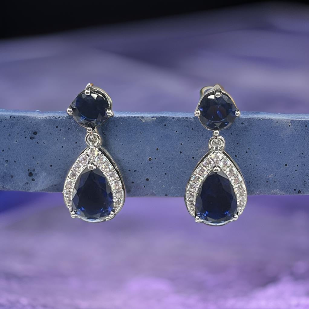 Trendy Luxury Water Drop Stud Earrings In Blue