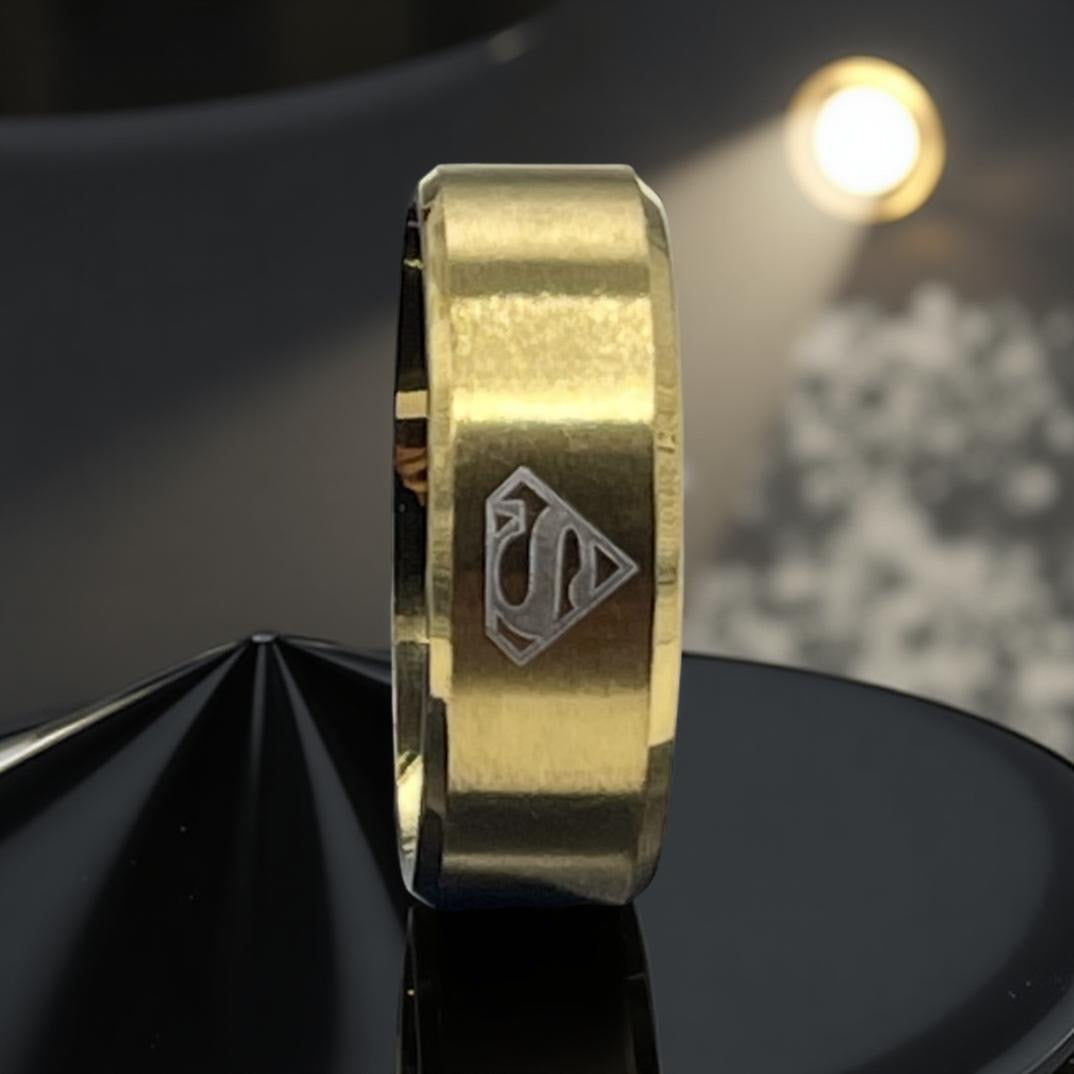 Fashion Stainless Steel Superman Emblem Ring In Gold