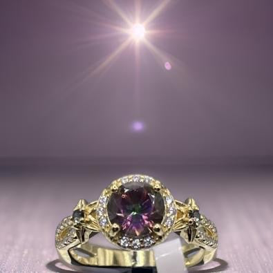 18K Gold 925 Sterling Silver Gemstone Zircon Jewelry Mysterious Topaz Size 8