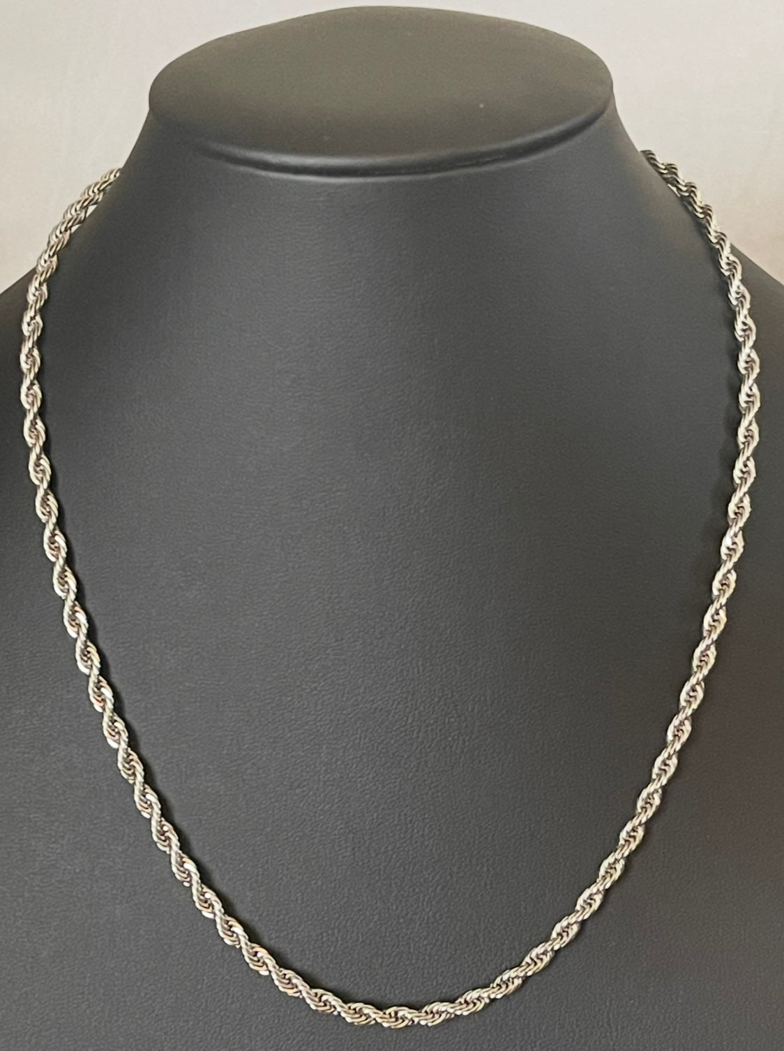 Men Jewelry - Rope Link Chain - Silver Stainless Steel - 4 MM- 50 CM