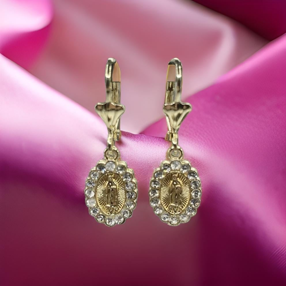 Beautiful Virgin Mary Earrings White Zircon