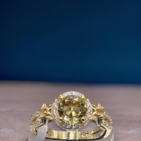 18K Gold 925 Sterling Silver Gemstone Zircon Jewelry In Citrine Size 8