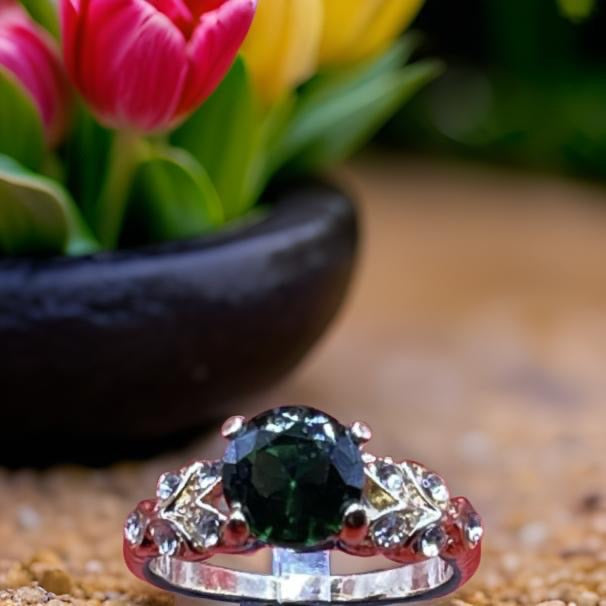 Crystal Cubic Zirconia Rings For Women Emerald 2