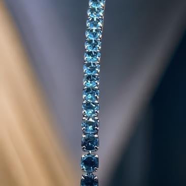 Colorful Bling Diamond Zircon Adjustable Tennis Bracelet Jewelry For Women In Light Blue Silver