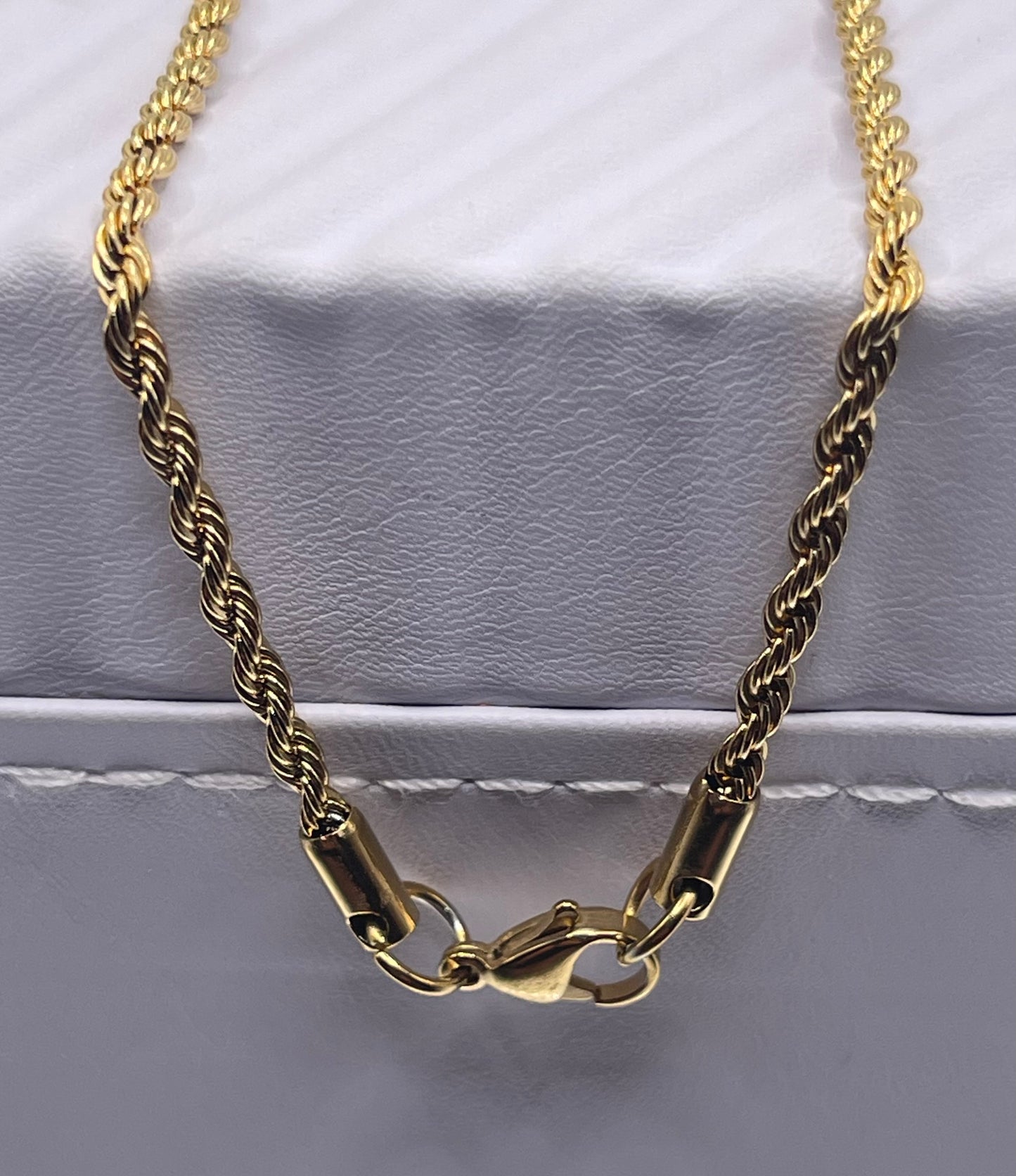 Men Jewelry - Rope Link Chain - Gold Stainless Steel - 3 MM- 55
CM