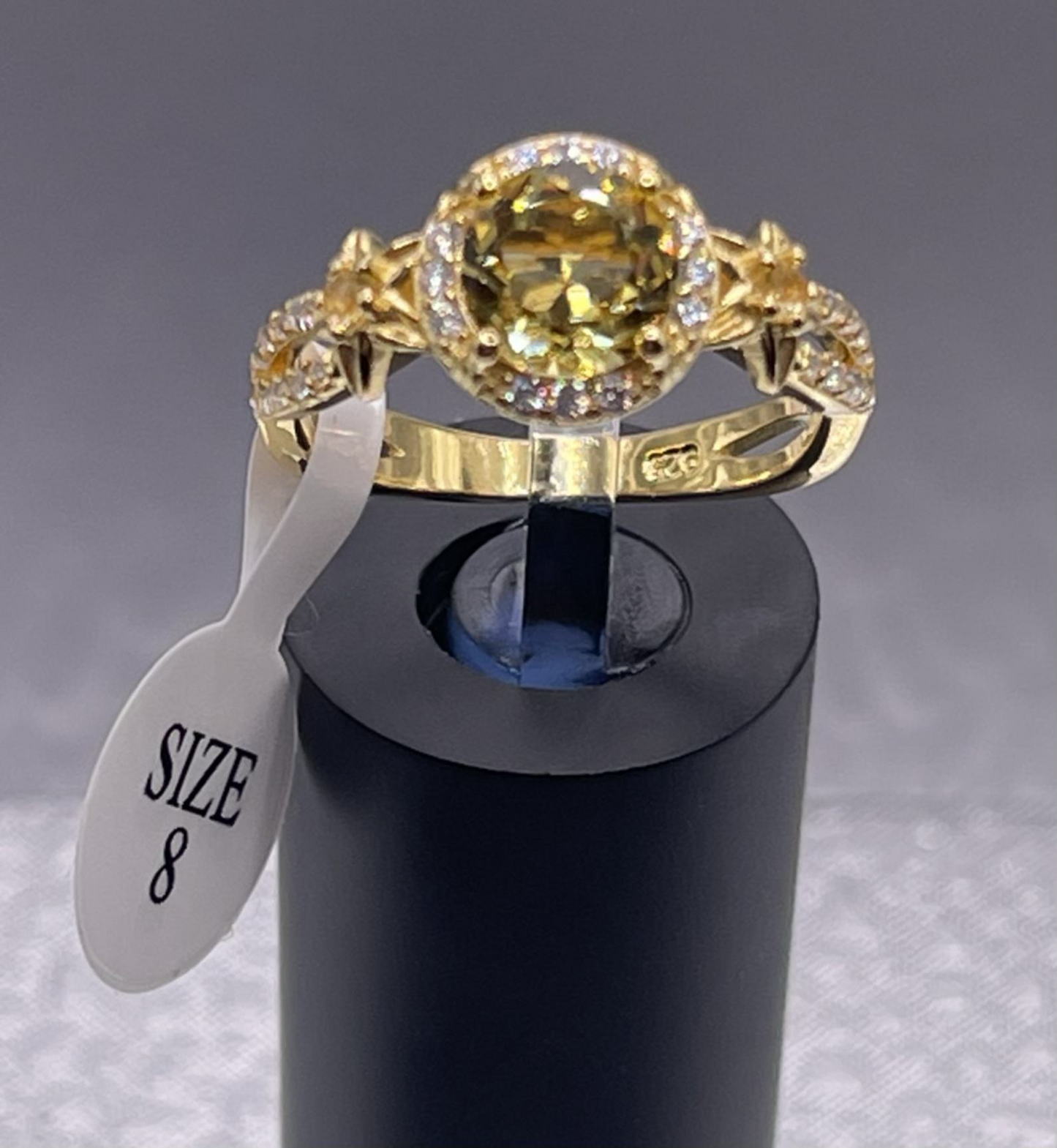18K Gold 925 Sterling Silver Gemstone Zircon Jewelry In Citrine Size 8