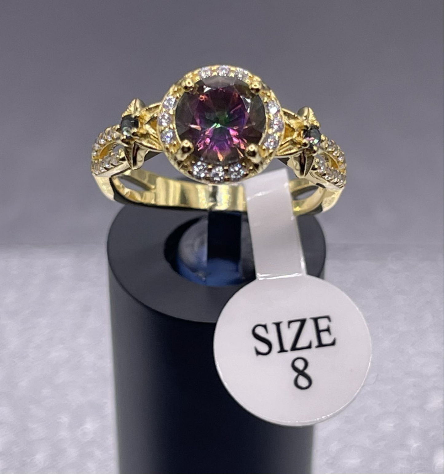 18K Gold 925 Sterling Silver Gemstone Zircon Jewelry Mysterious Topaz Size 8