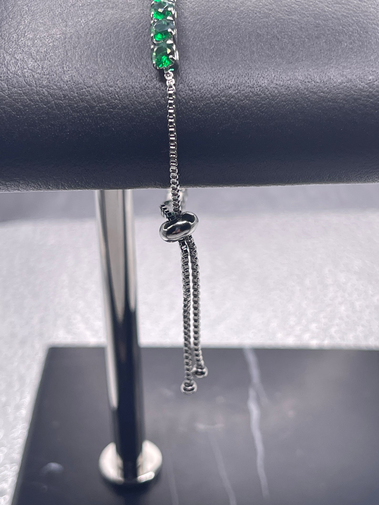 Colorful Bling Diamond Zircon Adjustable Tennis Bracelet Jewelry For Women Green Silver