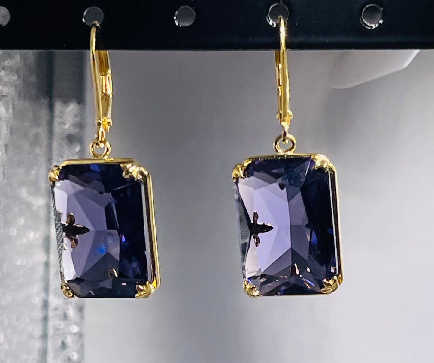 Pure 925 Sterling Silver Gemstone Earrings Jewelry Fine 18K Gold Plated Amethyst