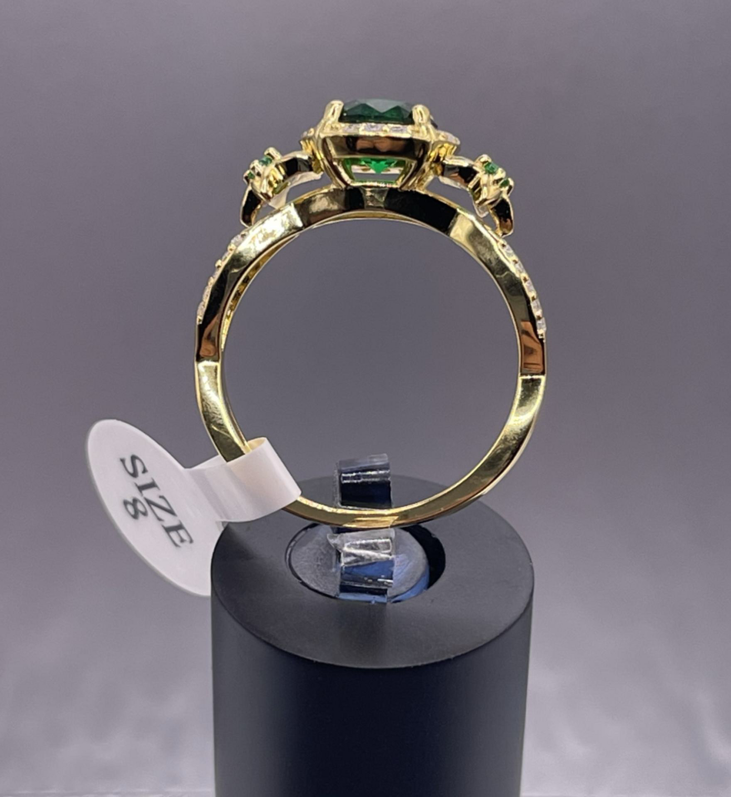 18K Gold 925 Sterling Silver Gemstone Zircon Jewelry In Emerald Size 8
