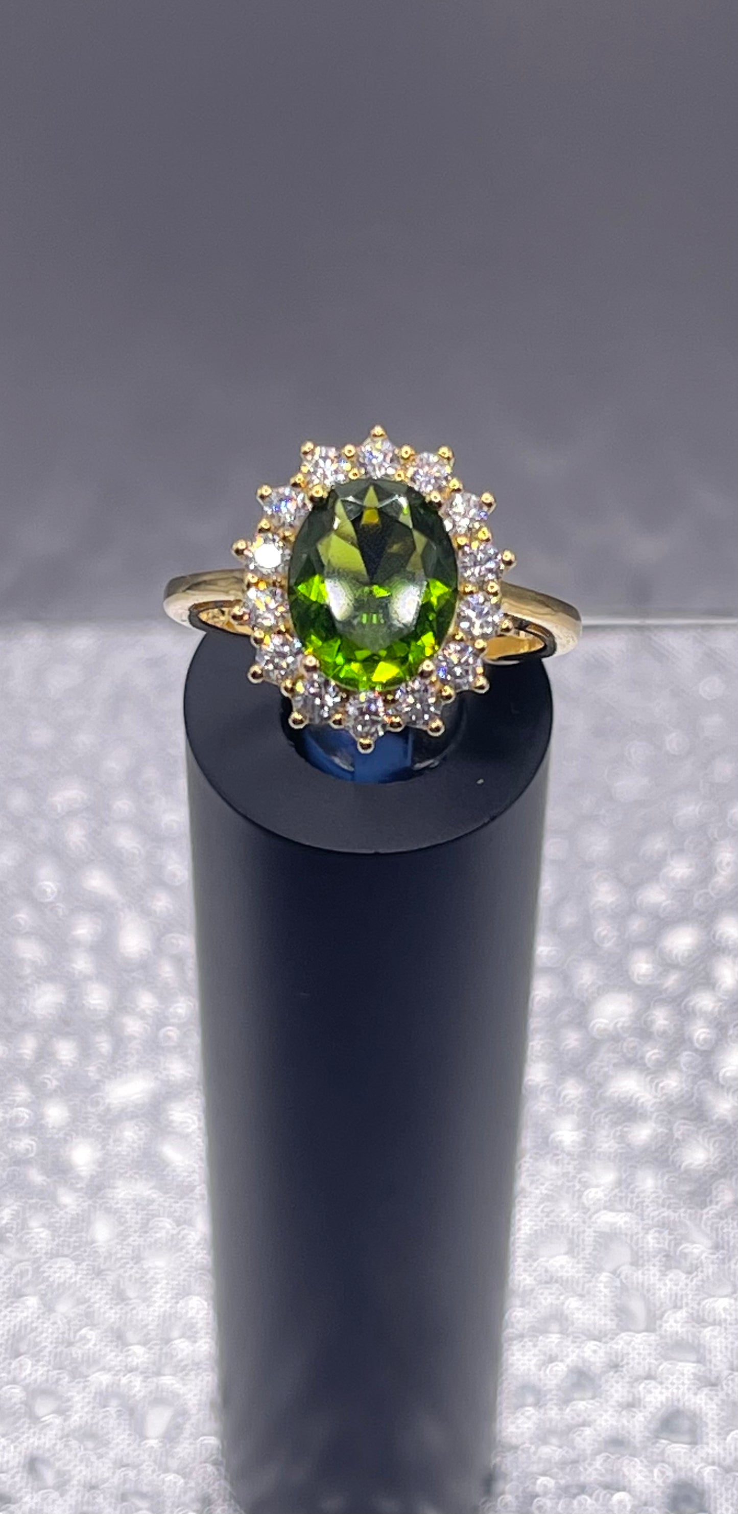 Women Gift 925 Sterling Silver Party High Quality Jewelry Cocktail Luxury Ring 18 K Gold Plated In Peridot Size 7