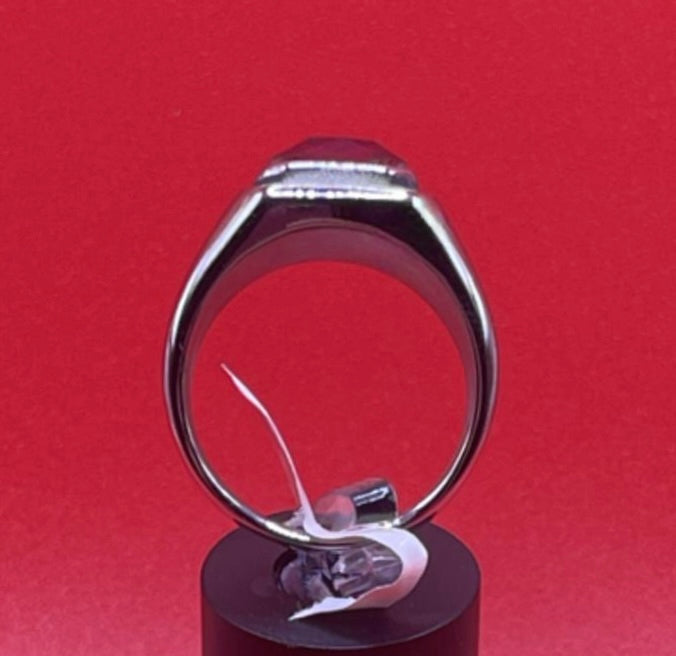 Square Gem Stone Stainless Steel Ring Men Jewelry Silver Red Size 10