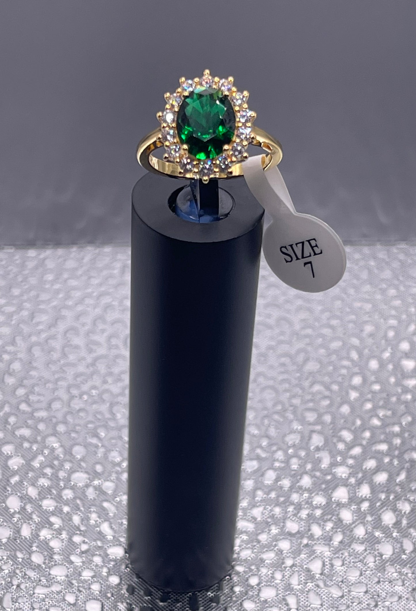 Women Gift 925 Sterling Silver Party High Quality Jewelry Cocktail Luxury Ring 18 K Gold Plated In Emerald Size 7
