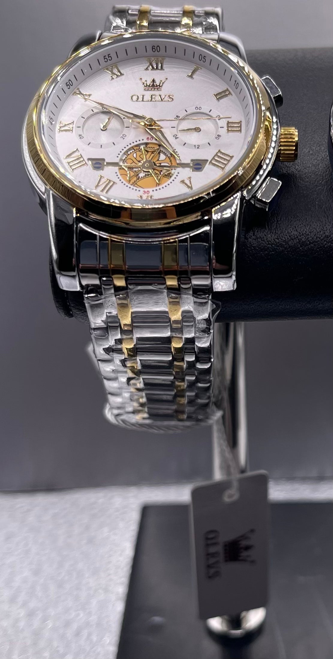 Stainless Steel Waterproof Date Week Fashion Classic Wrist Watches Men Gold White