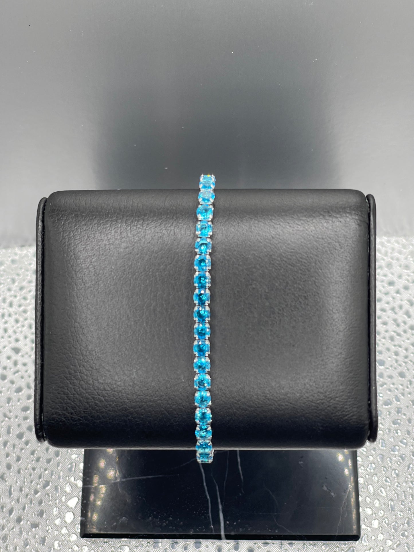 Colorful Bling Diamond Zircon Adjustable Tennis Bracelet Jewelry For Women In Light Blue Silver