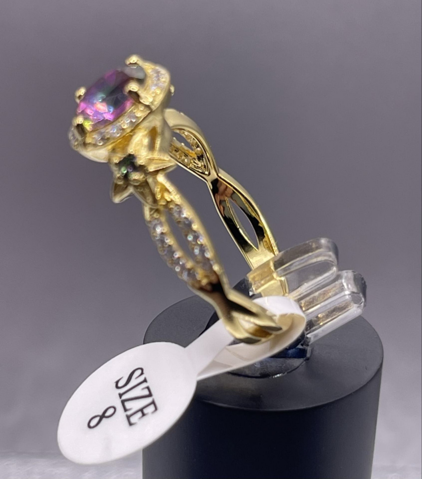 18K Gold 925 Sterling Silver Gemstone Zircon Jewelry Mysterious Topaz Size 8