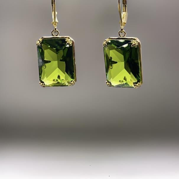 Pure 925 Sterling Silver Gemstone Earrings Jewelry Fine 18K Gold Plated Peridot