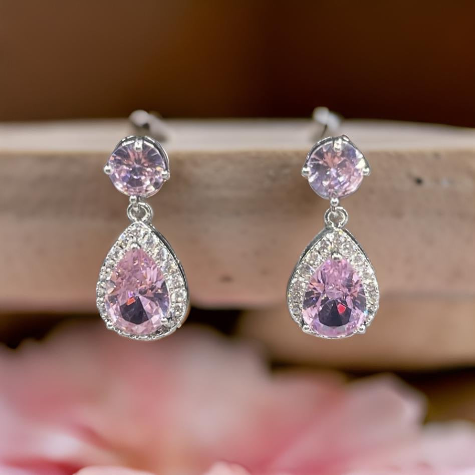 Trendy Luxury Water Drop Stud Earrings In Pink