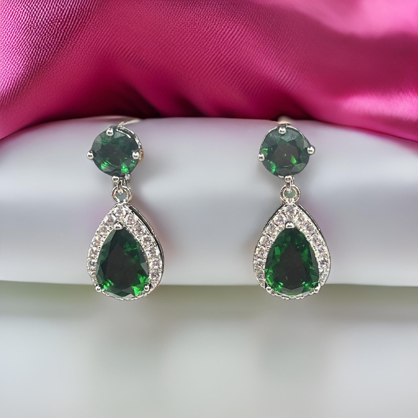 Trendy Luxury Water Drop Stud Earrings In Green