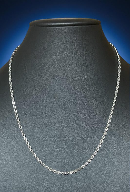 Men Jewelry - Rope Link Chain - Silver Stainless Steel - 3 MM - 50 CM