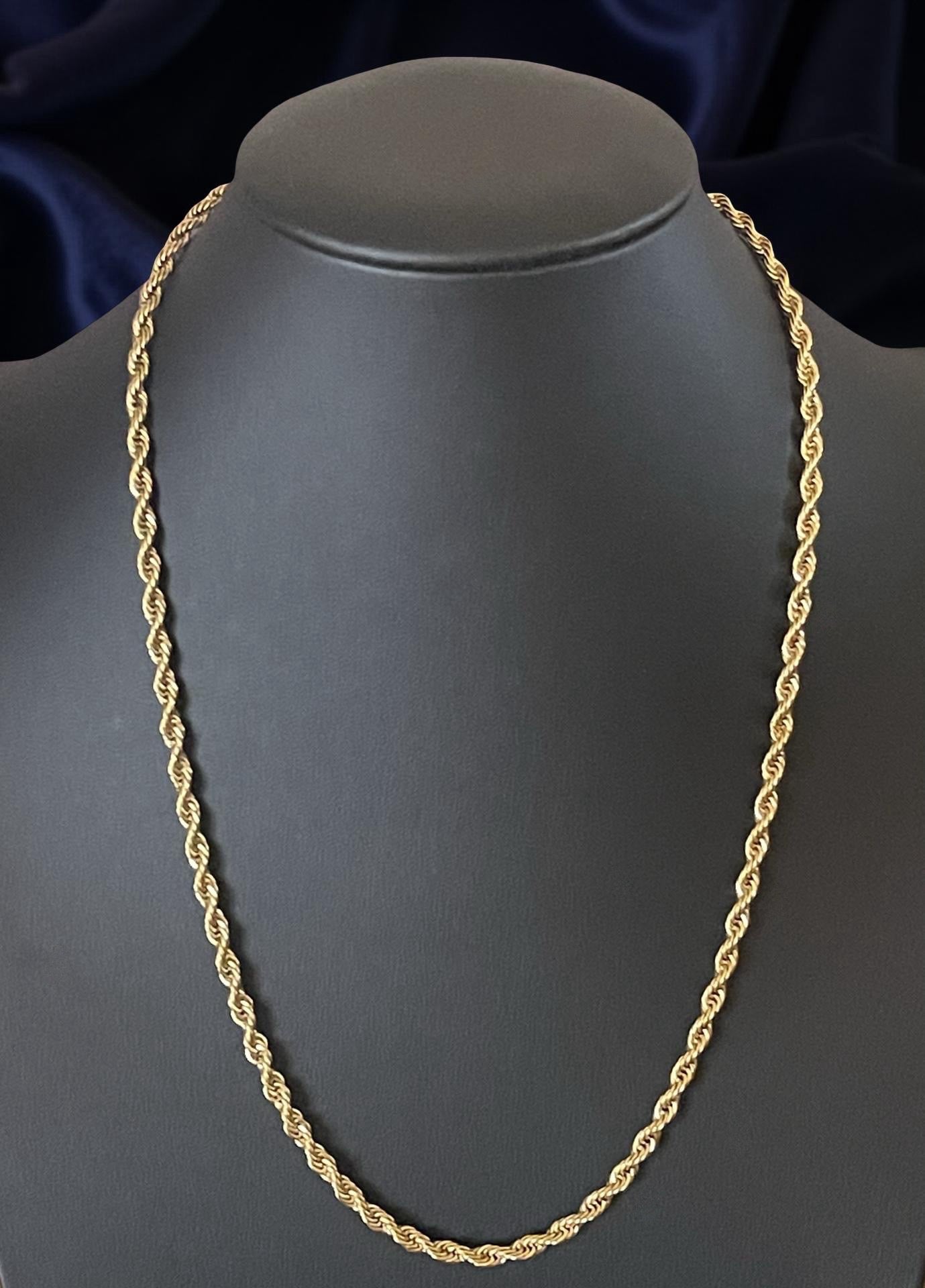 Men Jewelry - Rope Link Chain - Gold Stainless Steel - 4 MM- 55
CM