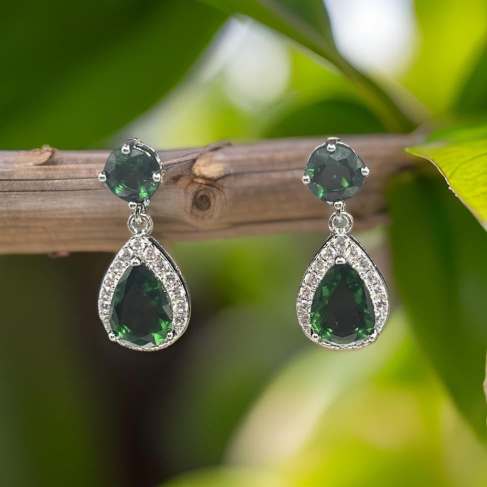 Trendy Luxury Water Drop Stud Earrings In Green