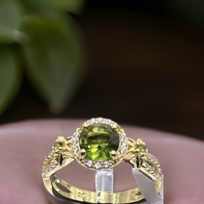 18K Gold 925 Sterling Silver Gemstone Zircon Jewelry In Peridot Size 8