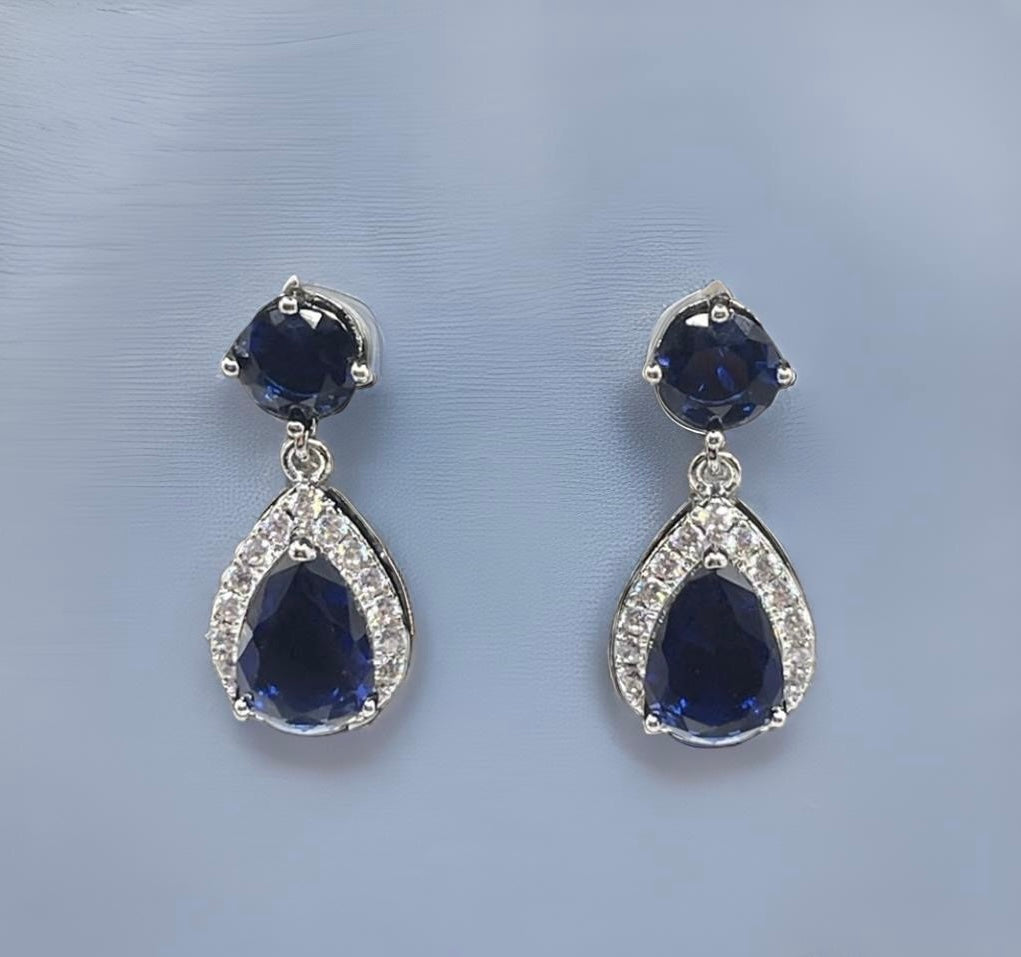 Trendy Luxury Water Drop Stud Earrings In Blue