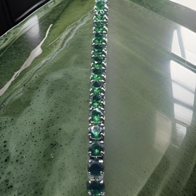 Colorful Bling Diamond Zircon Adjustable Tennis Bracelet Jewelry For Women Green Silver