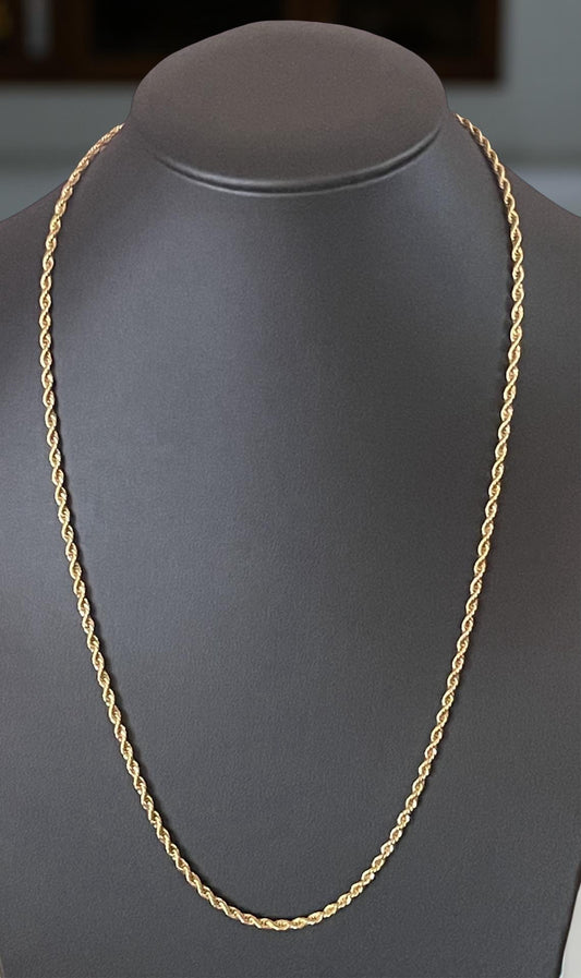 Men Jewelry - Rope Link Chain - Gold Stainless Steel - 3 MM- 60
CM