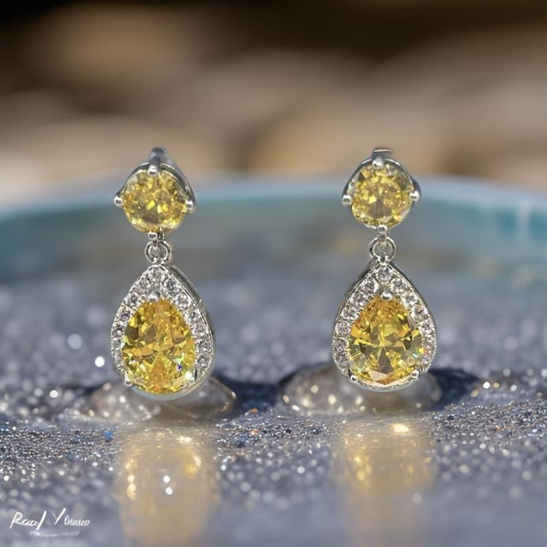 Trendy Luxury Water Drop Stud Earrings In Yellow