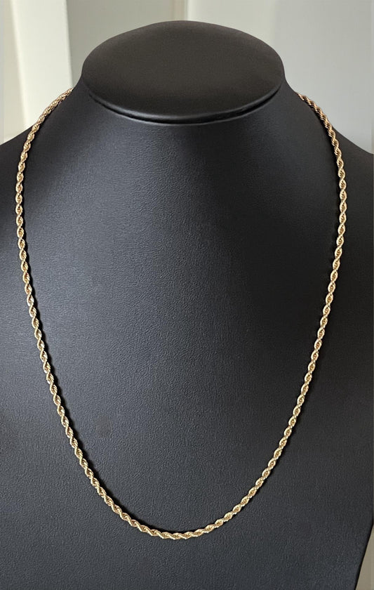 Men Jewelry - Rope Link Chain - Gold Stainless Steel - 3 MM- 55
CM
