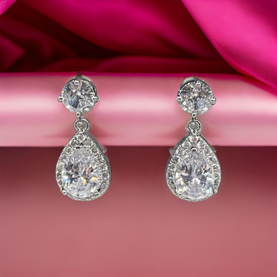 Trendy Luxury Water Drop Stud Earrings In White