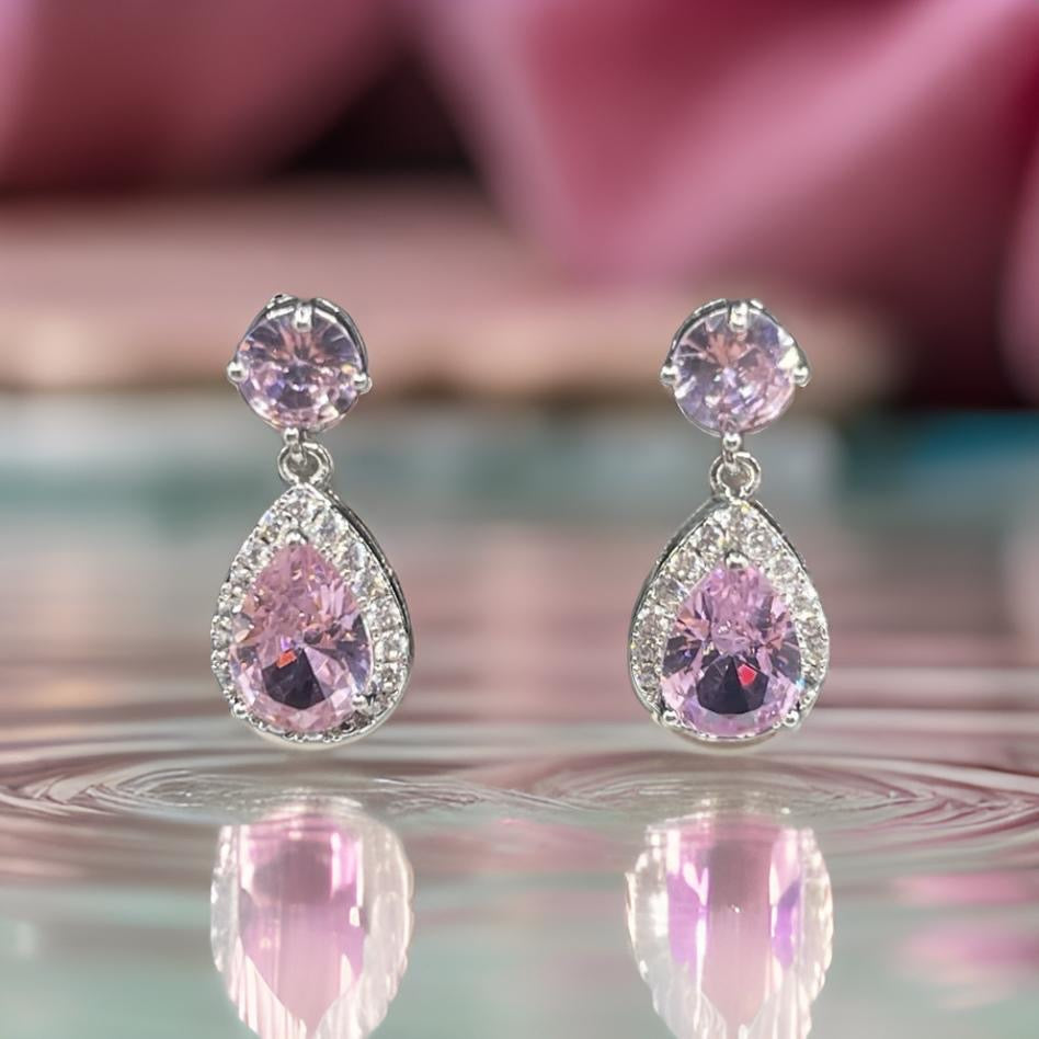 Trendy Luxury Water Drop Stud Earrings In Pink