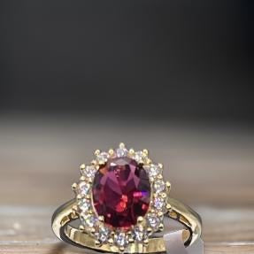 Women Gift 925 Sterling Silver Party High Quality Jewelry Cocktail Luxury Ring 18 K Gold Plated In Ruby Size 7