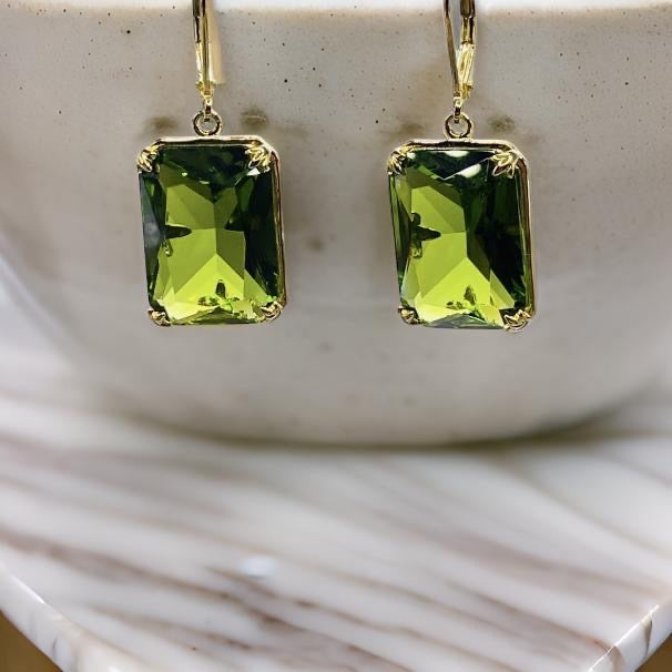 Pure 925 Sterling Silver Gemstone Earrings Jewelry Fine 18K Gold Plated Peridot