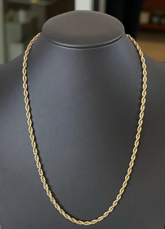 Men Jewelry - Rope Link Chain - Gold Stainless Steel - 4 MM- 55
CM